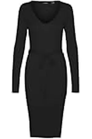 VERO MODA Vmsaba Rib Ls V-hals riem jurk Ga Noos gebreide jurk voor dames, , XXL