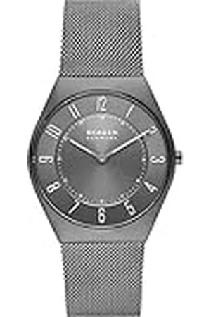 Skagen Grenen Ultra Slim Antracietgrijs Roestvrijstalen Mesh Horloge met Twee Wijzers