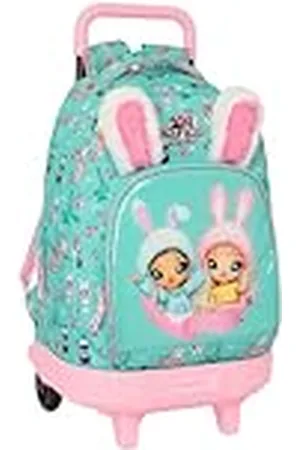 Safta NANANA BUNNY Grote rugzak met wielen, compact, afneembaar, ideaal voor kinderen van verschillende leeftijden, comfortabel en veelzijdig, kwaliteit en duurzaamheid, 33 x 22 x 45 cm, Turquoise /