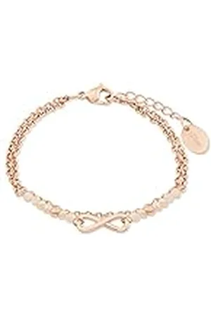 QS by s.Oliver Armband roestvrijstaal damesarmsieraad, met glas, 16+4 cm, Rosé, Infinity, Wordt geleverd in geschenkverpakking, 2022731