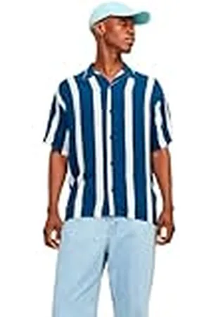 JACK & JONES JJJEFF Resort Stripe Shirt SS Relaxed, , XS