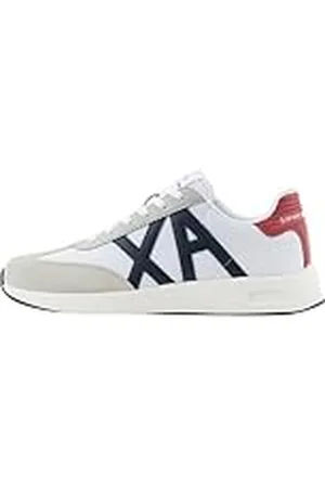 Armani Exchange Dusseldorf Contrast Logo Sneakers voor heren, wit + grijs, 40 EU, , 40 EU