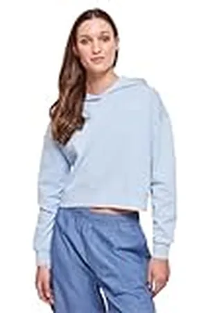 Urban classics Dames Ladies Short Flower Embroidery Terry Hoody, , L