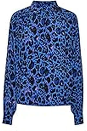 Part Two VernaPW SH Regular Fit shirt met lange mouwen, blauw, luipaardprint, 48 vrouwen, , 46