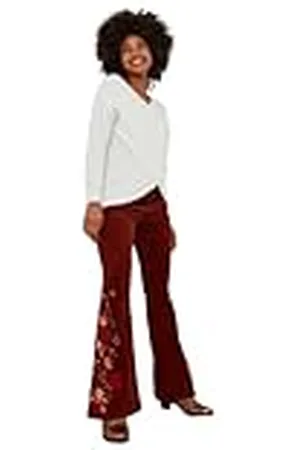 Joe Browns Damesmode bloemen geborduurde Kick Flare stretch koord broek, regular fit, oranje, EU 42, , 40
