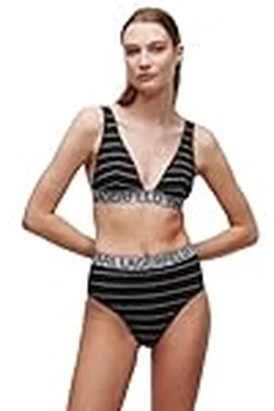 Karl Lagerfeld Dames Logo Rib Lurex Plunge Triangle Bra, , XS