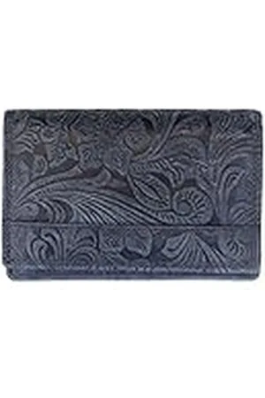 ARRIGO BELLO Portemonnee dames bloemen leer - medium lederen portemonnee met bloemenpatroon - portemonnee - portemonnee klein - 12,5 x 9 x 3 cm, , Medium