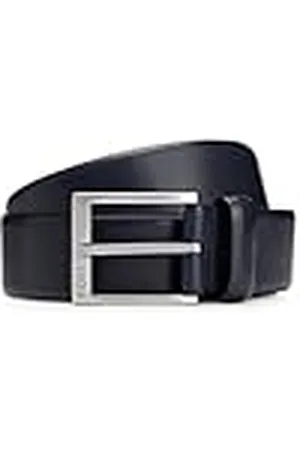 HUGO BOSS Herenriem van Italiaans leer met zilverkleurige gesp Sz35