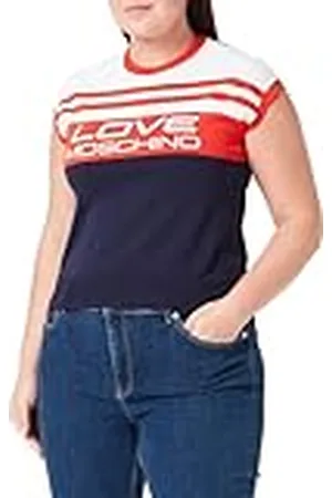 Moschino Dames Mouwloos Tank Top, Blauw Rood Wit, 46, , 46