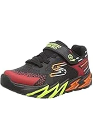 Skechers Flex-glow Bolt uniseks-kind Sportschoenen,Black Synthetic/Textile/Red, Orange, & Ye,32 EU