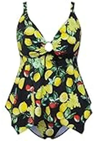 Ulla Popken Dames, grote maten, tankini judith, citroenbessen, , 56