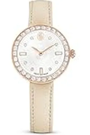 Swarovski Certa horloge, Swiss Made, Lederen band, Beige, Roségoudkleurige afwerking