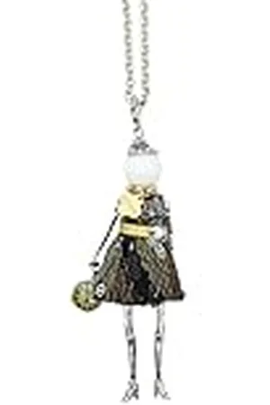 Le carose Klassieke dameshalsketting brons bad galvanisch zilver lengte 80 cm hanger 10 cm en haak 1,5 cm pailletten jurk handgemaakt, M, Brons, Geen edelsteen