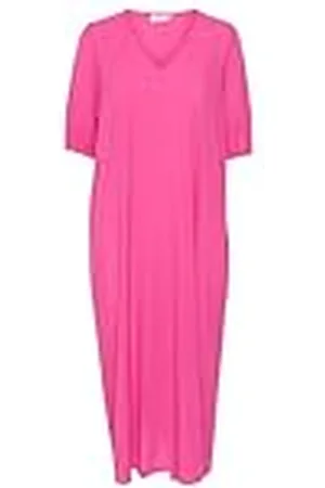Kaffe Maxi-jurk met V-hals voor dames, relaxte pasvorm, halve lengte, zakken, , 40