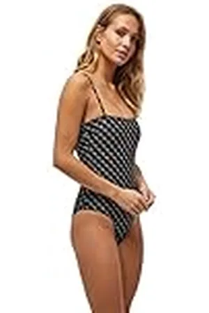 Minus Dames Nabina Badpak, Zwart Logo Print, L