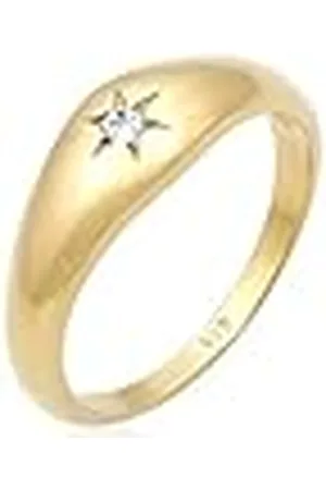 Elli Ring Dames zegelring Sterren Symbool fonkelend met kristallen in 925 Sterling Zilver