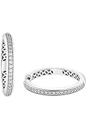 JOOP! JOOP creolen 925 sterling zilveren dames oorsieraden, met cubic zirkonia synth., 3 cm, , Wordt geleverd in sieraden geschenkverpakking, 2030954