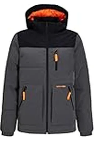 JACK&JONES JUNIOR JJEOTTO Puffer Jacket MNI Pufferjack, Asfalt/Detail: Black Blocking/Exuberance Print, 116, Asfalt/detail: black blocking/exuberance print, 116 cm
