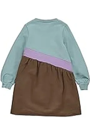 Green Cotton Meisjesjurk, sweatjurk, , 122 cm