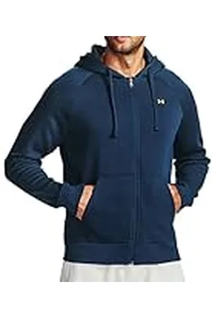 Under Armour Rival getailleerde herenjas met volledige ritssluiting, ademend herenjack met capuchon, comfortabele ritssluiting en nauwsluitende pasvorm, , XS