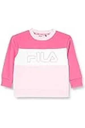 Fila Unisex Kids Samos Blocked Logo Sweatshirt, Fandango Pink-Roseate Spoonbill-Bright White, 110/116, , 110-116