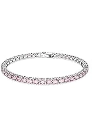 Swarovski Matrix Tennis armband, Ronde slijpvorm, Roze, Rodium toplaag