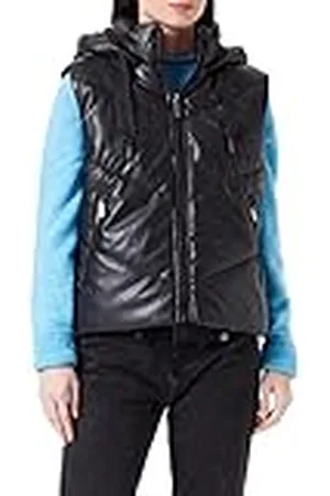 Mexx Dames PU Hooded Bodywarmer Jacket, , XS