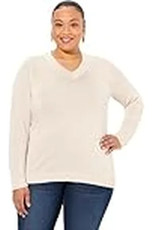 Ulla Popken Damestrui, grote maten, plus size, V-hals, lange mouwen, zacht fijn gebreid, , 54/56 NL