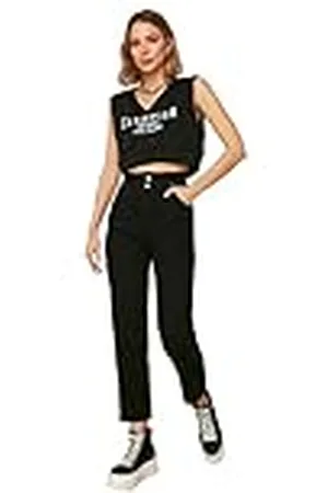 Trendyol Black Detailed High Waist Mom Jeans Dames, , 44