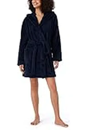 Schiesser Damen Bademantel kuschelig und warm mit Kapuze - Teddy Fleece