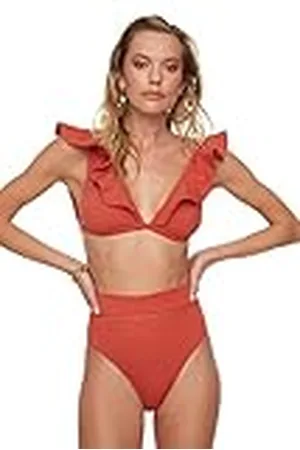 Trendyol Dames strepen Axusar gedetailleerde zes bikinibroekjes, cinnamon, 40