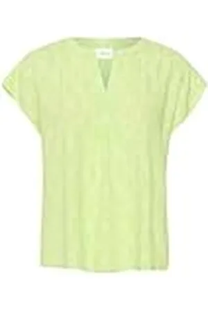Cream Damesblouse met V-hals, bedrukt, korte mouwen, casual pasvorm, dames, , 40