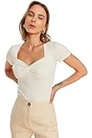 Trendyol Dames Getailleerde Basic Sweetheart Gebreide Blouse, , L
