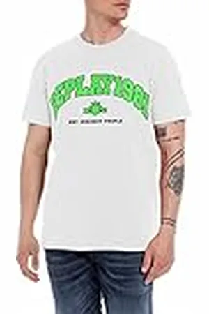 Replay Heren T-shirt met korte mouwen 1981 van biologisch katoen, Optical White 001, S