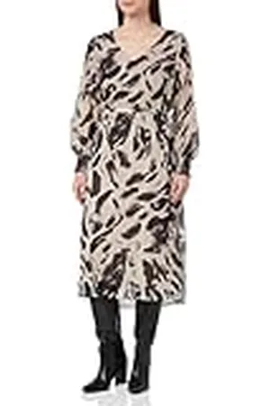 Kaffe Damesjurk met V-hals, lange mouwen, bedrukt, casual pasvorm, , 34