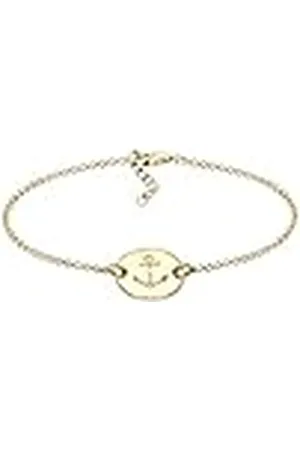 Elli Maritiem Damesarmband, ankerplaatje, 925 sterling zilver, 17 cm, Facetgeslepen