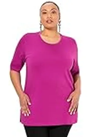Ulla Popken Dames T-shirt, ronde hals, relaxed, halve mouwen, , 54-56
