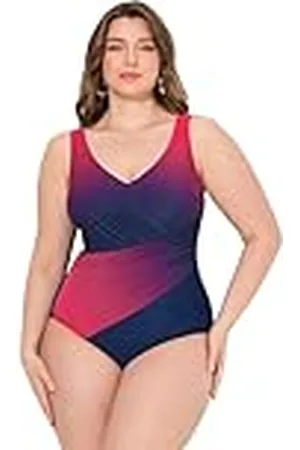 Ulla Popken Badpak voor dames, grote maten, plus size, kleurverloop, softcups, gerecycled, , 60