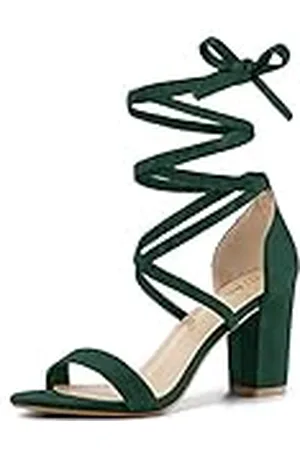 Allegra K Vrouwen Open teen Lace Up Chunky Hoge Hakken Sandalen, , 39 EU
