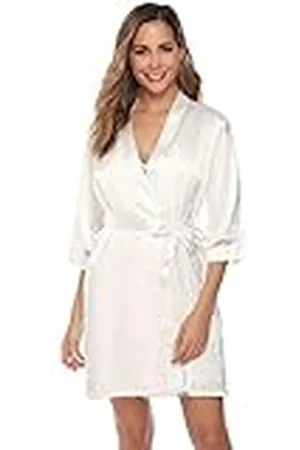 Sykooria Pyjama Kimono voor Dames Set van 2-delige sexy nachthemden in zachte stoffen elegante korte badjas nachthemd in satijn van kant