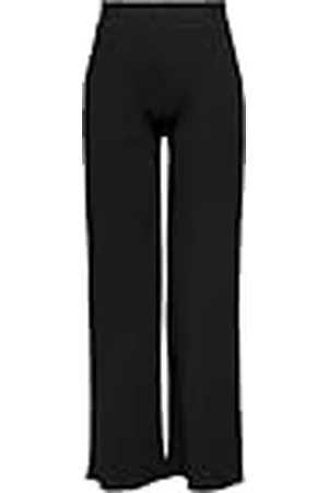 ONLY Dames Broek Wijd Been Elastische Taille Regular Fit Chic & Comfortabel, Colour:Black, Size:XS