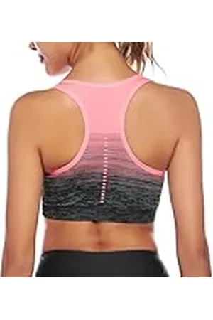Sykooria Sportbeha voor dames gevoerde beha Hoge intensiteit zonder beugel met kleurverloop voor yoga fitness