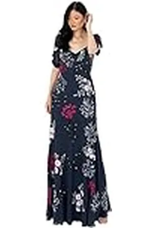 Maya Deluxe Maxi-jurk voor dames, geborduurde sweetheart, necklijn, ruches, voor bruiloft, gast, bruidsmeisje, bal, bal, gown, marineblauw, maat 56, , 56 NL