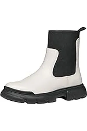 Geox J Junette Girl C Chelsea Boot, LT ivoor/zwart, 0 UK, , 0 UK