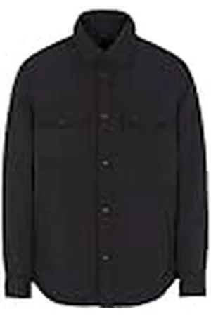 Armani Exchange Heren lange mouwen, grote voorzakken, casual fit denim jack, zwart, L