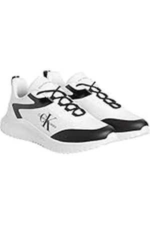Calvin Klein CK JEANS Heren EVA Runner Low LACE ML Mix YM0YM00968 Sneakers, Wit (Helder Wit/Zwart), 10.5 UK, , 43 EU