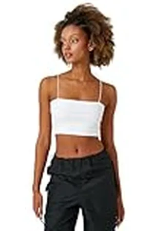 Koton Dames Basic Strappy Geribbelde Crop Tank Top Shirt, , S