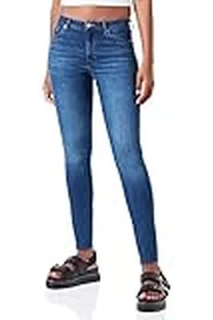 7 for all Mankind Dames Hw Skinny Slim Illusion with Raw Cut Jeans, , 23W / 23L