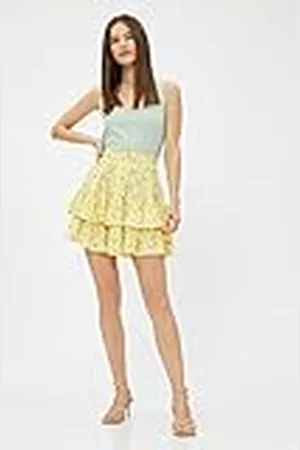 Koton Dames Tiered Floral Mini Rok, , 38