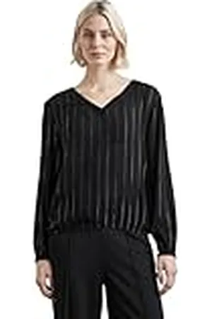Street one V-hals blouse met Lurex Stripe, , 34